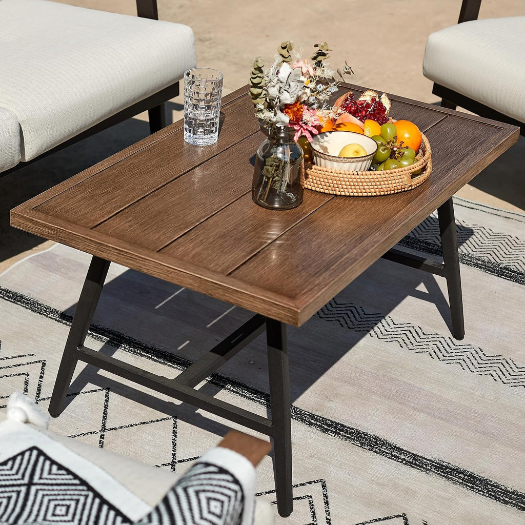 natural expressions outdoor patio coffee table, woodgrain texture, package contents