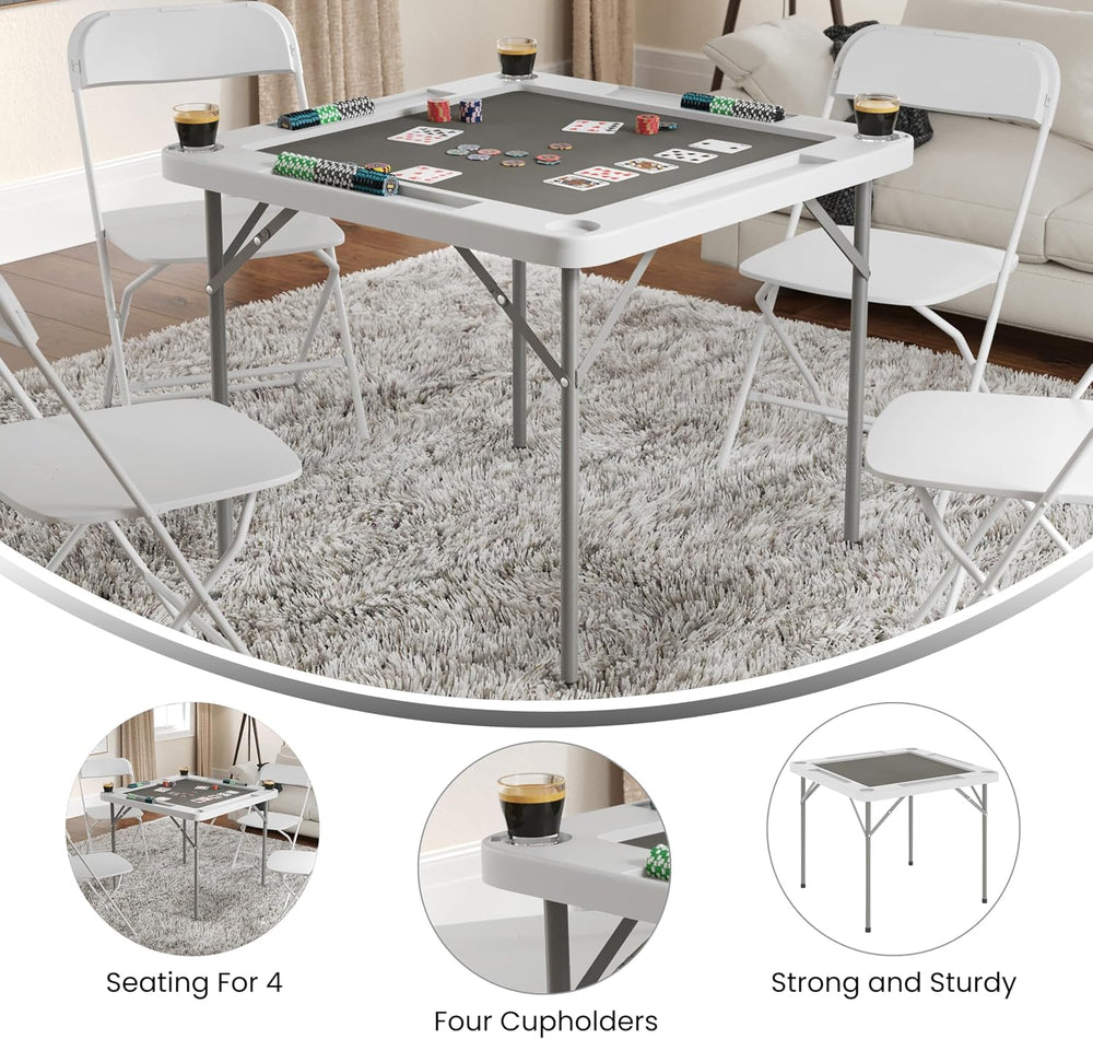 Flash Furniture 34.5" White Folding Card Game Table