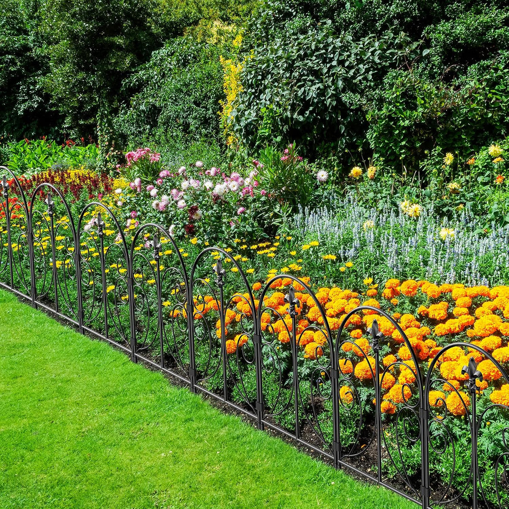 Decorative Garden Fence 19 Pack, 24in(H) x 20ft(L) Animal Barrier Fence, Rust...