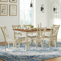 AMERLIFE 7-Piece Farmhouse Solid Wood Dining Table Set for 6, Rustic Cream
