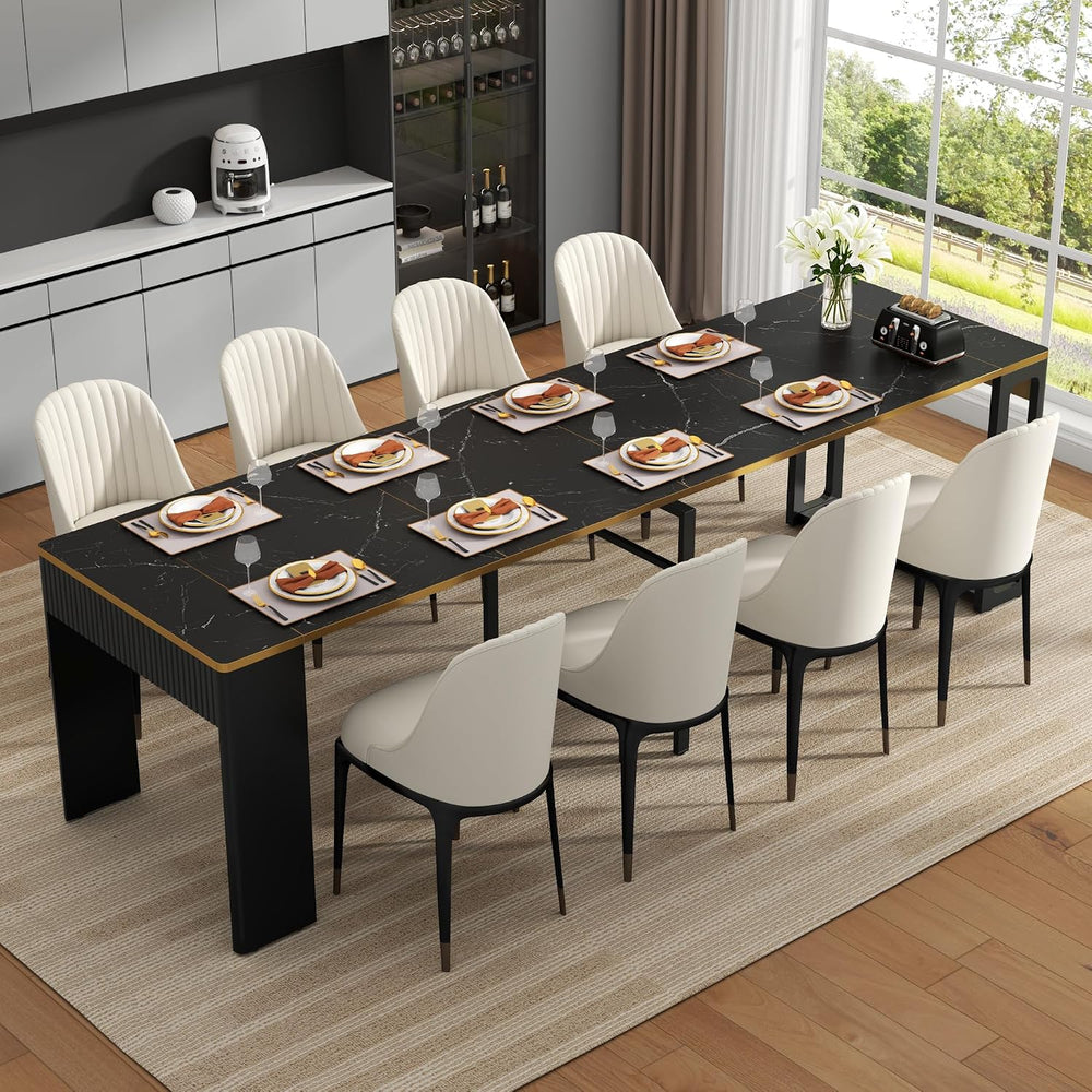 17"-112" Extendable Dining Room Table, Modern Space Saving Dining T...