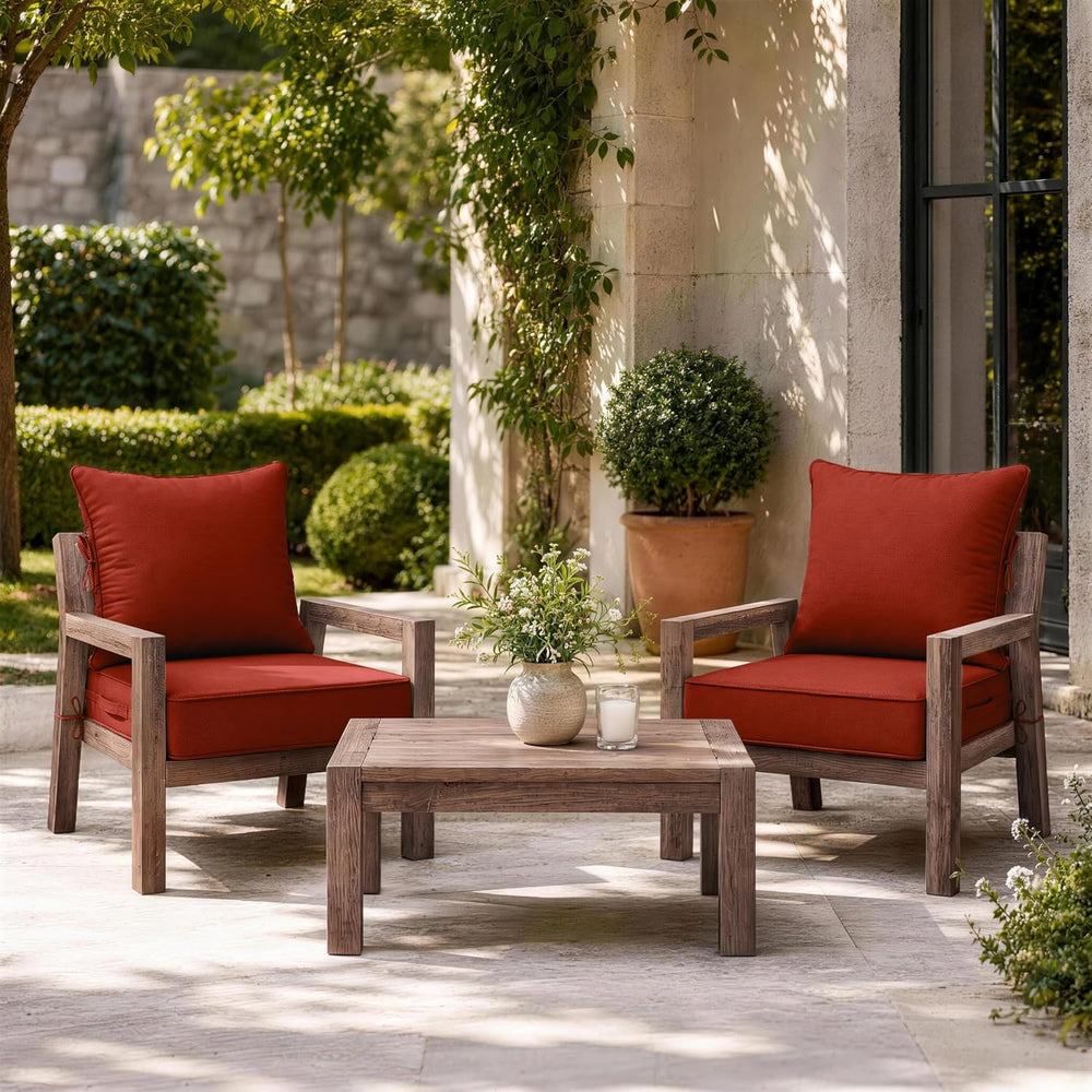 2Pcs Outdoor Seat Cushions 22×24, Waterproof for Patio Chairs, Terra Red