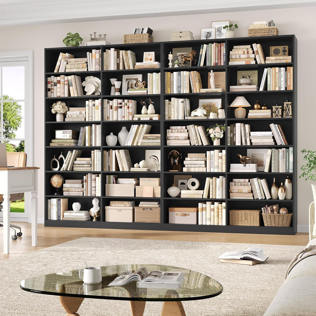 FACBOTALL 83.7" Tall Bookshelf and Bookcase,7-Tier Double Bookshelves Black