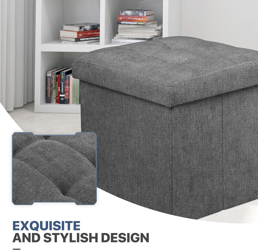 MoNiBloom 15 Inches Storage Ottoman Cube, Folding Square Foot Rest Stool, Sma...