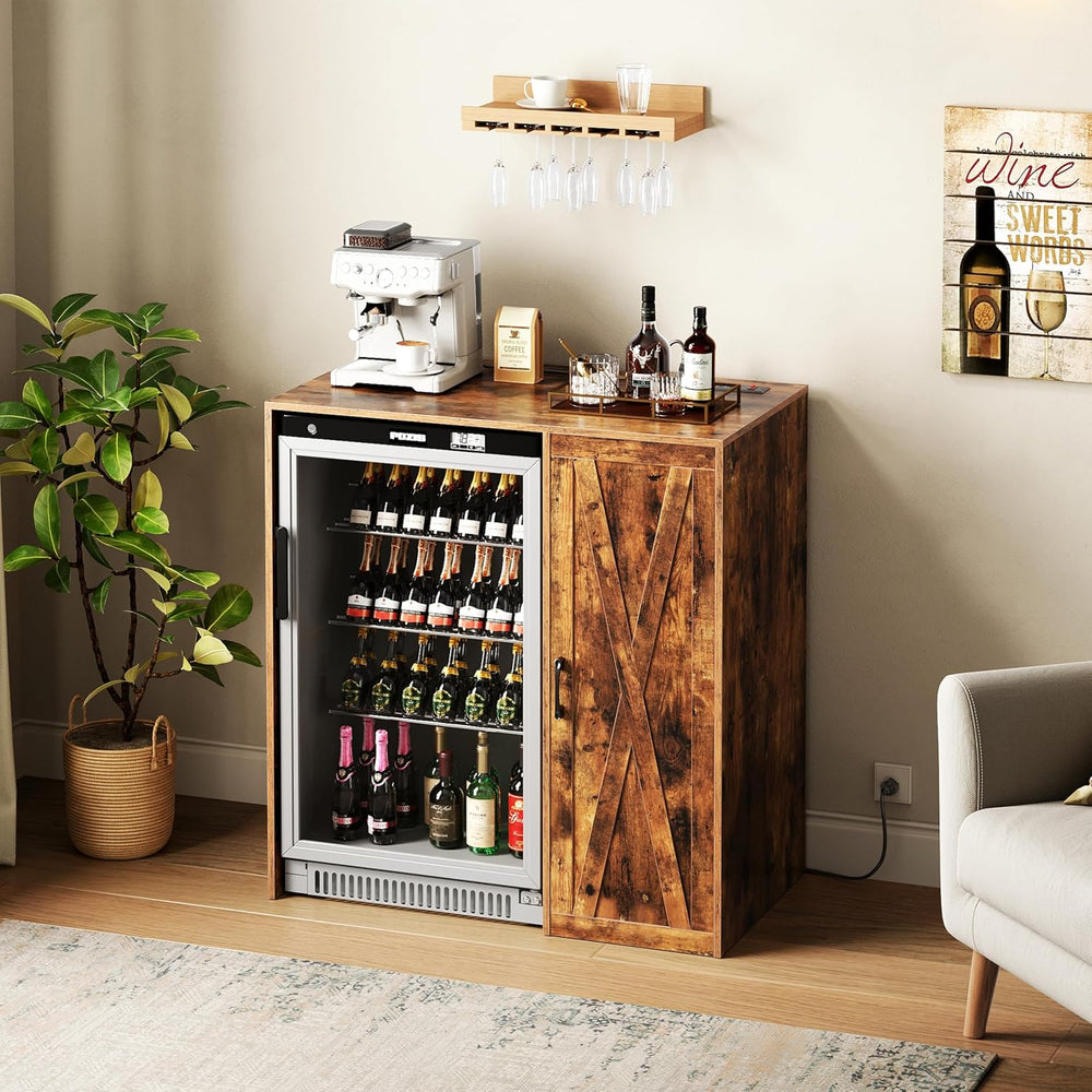 Herture Mini Fridge Cabinet with Storage,Home Bar Wine Cabinet