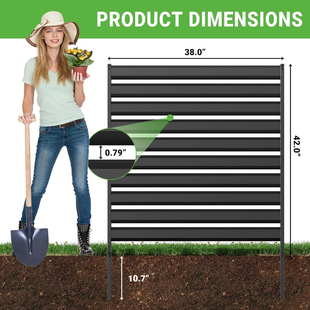 BESFUR 42" H x 38" W Metal Privacy Fence Panels for Outside, Decora...
