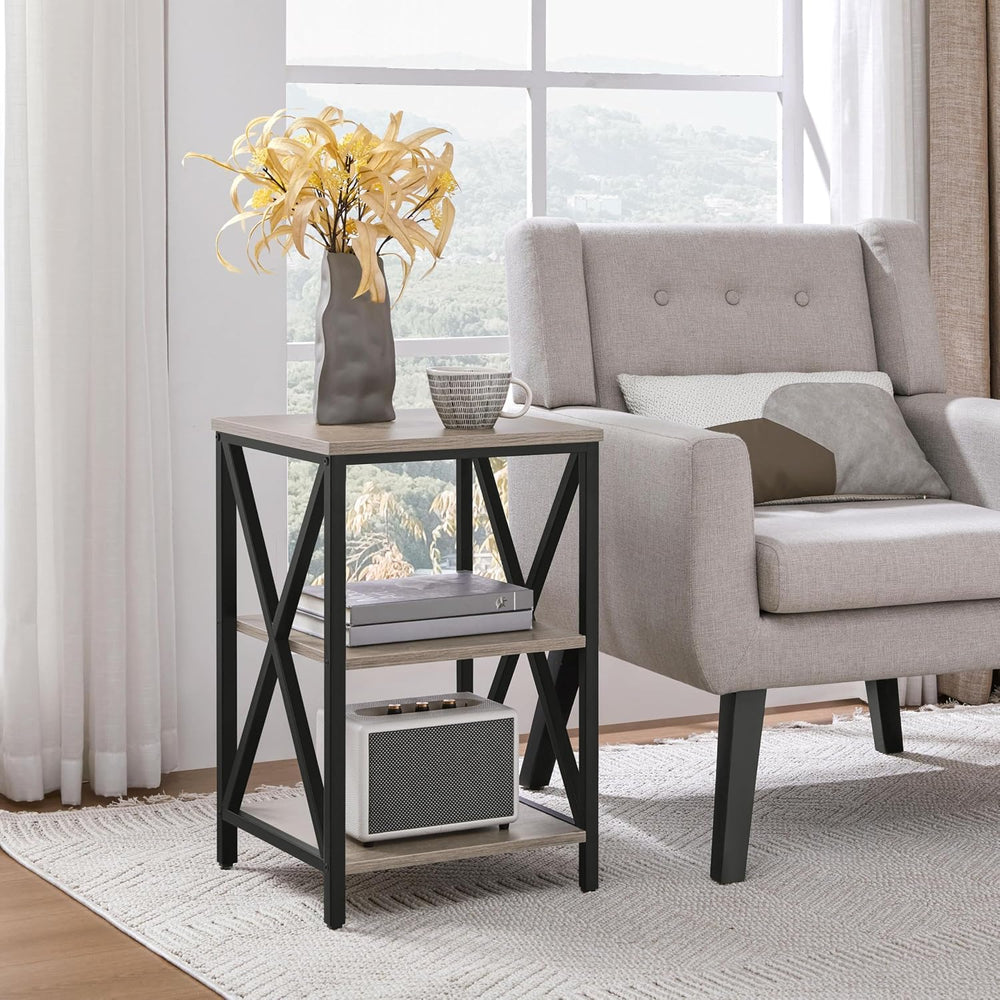 Yaheetech 16-Inch Small End Table, 3-Tier Side Table for Living Room, Gray