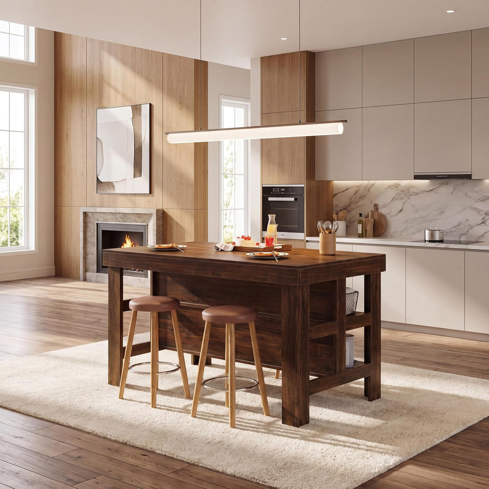Tribesigns Kitchen Island with Storage Shelves (Rustic Brown)