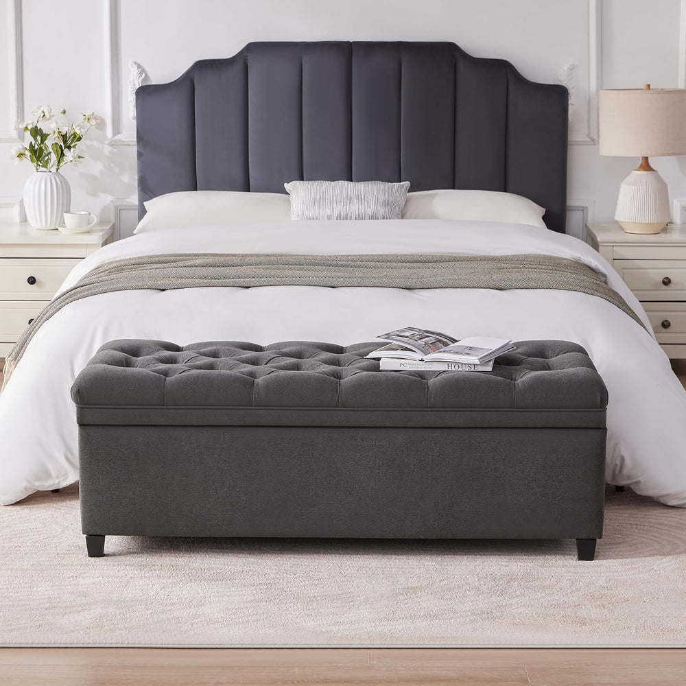 Mangodan 50 Inch Large Storage Ottoman, Tufted Ottoman with Storage
