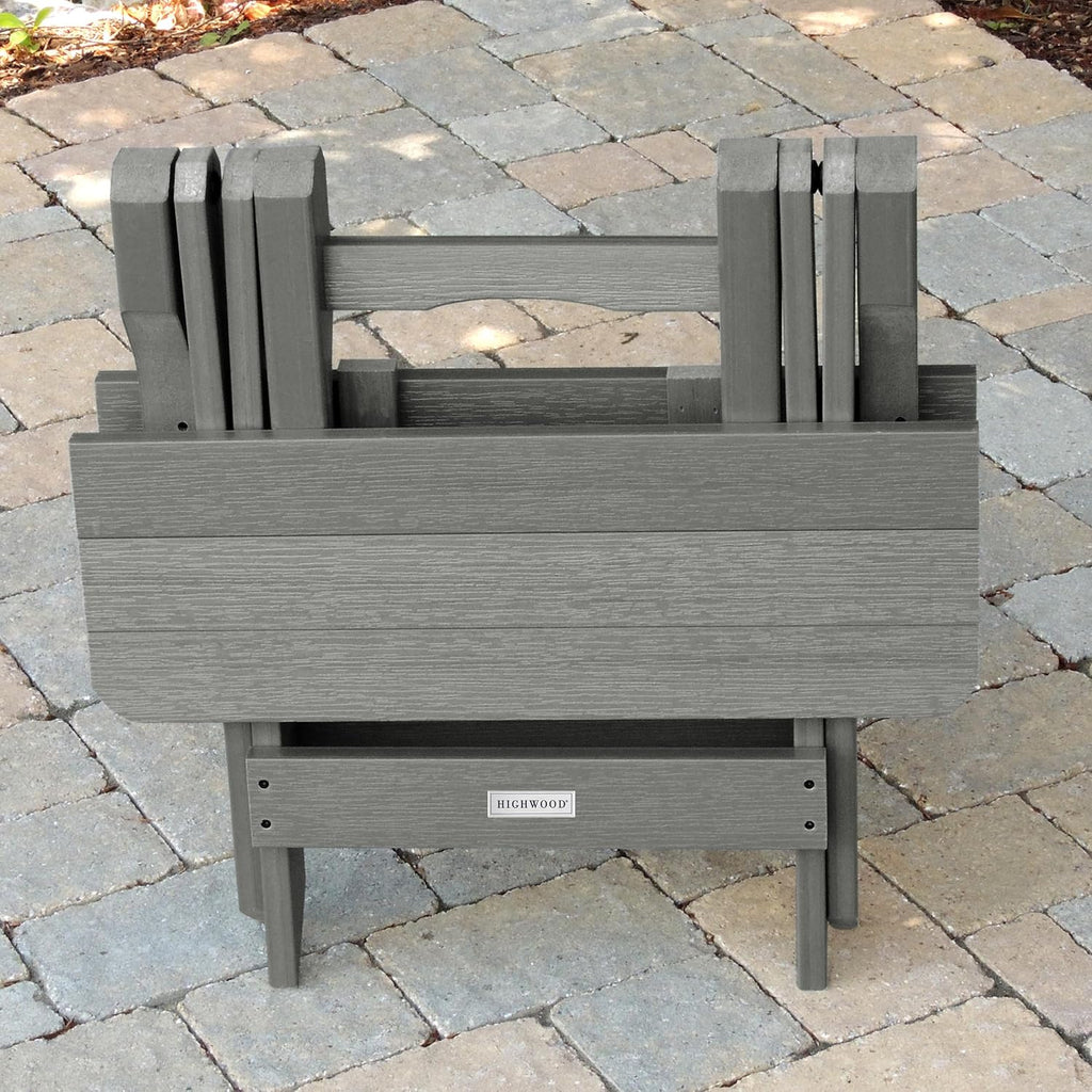 highwood folding adirondack side table, coastal teak showing dimensions
