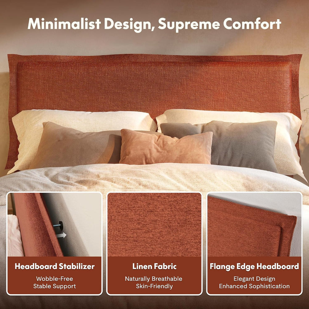 FLEXISPOT Adjustable Bed Base with Upholstered Bed Frame, Head & Foot Lift