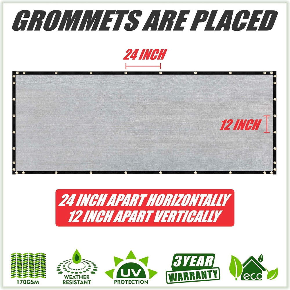 Colour Tree 4' x 10' Gray Fence Privacy Screen, 90% Blockage Windscreen