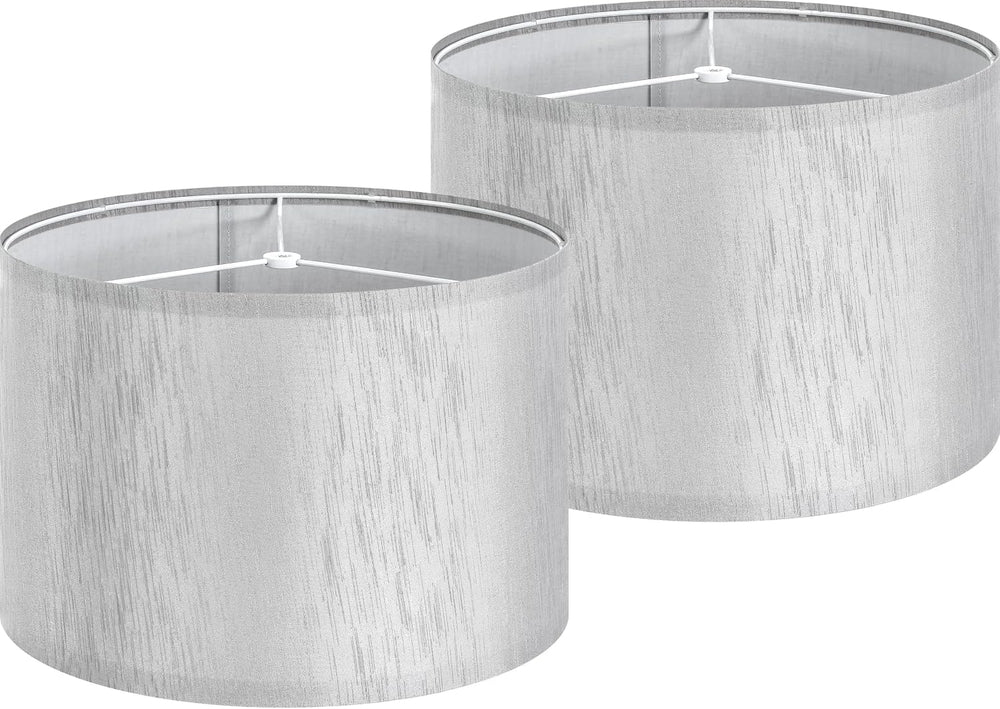 PAPAYA Lamp Shades Set of 2 Gray Drum Shade 13"x13"x9"