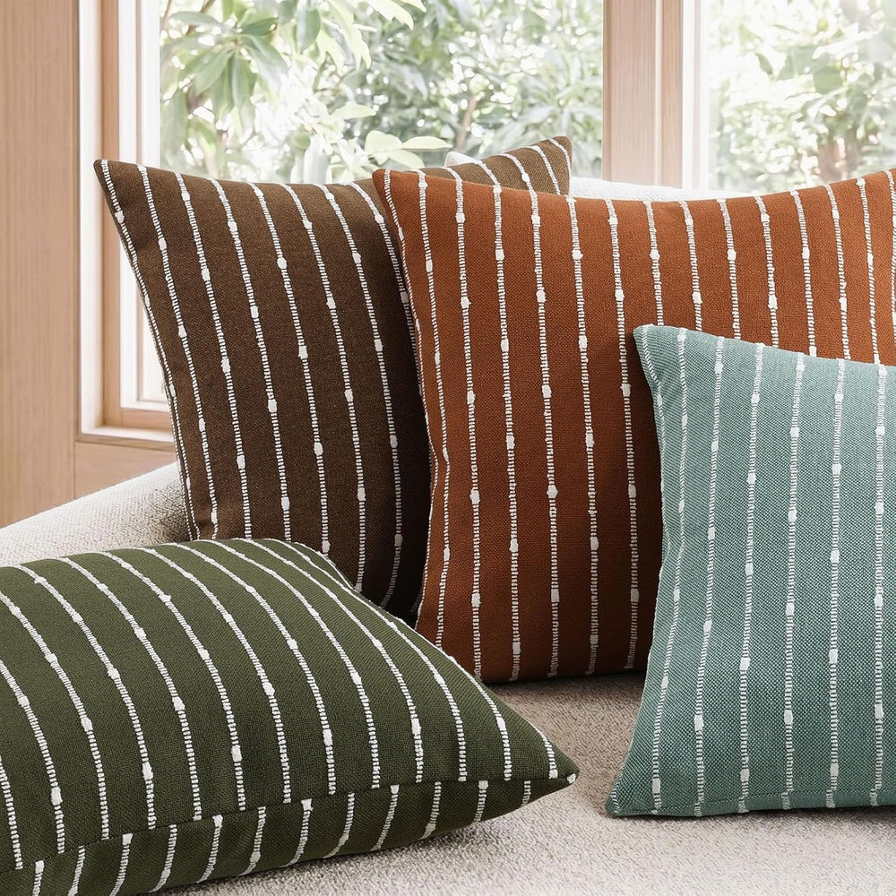 decorUhome Striped Decorative Throw Pillow Covers 24x24 Set of 2, Teal