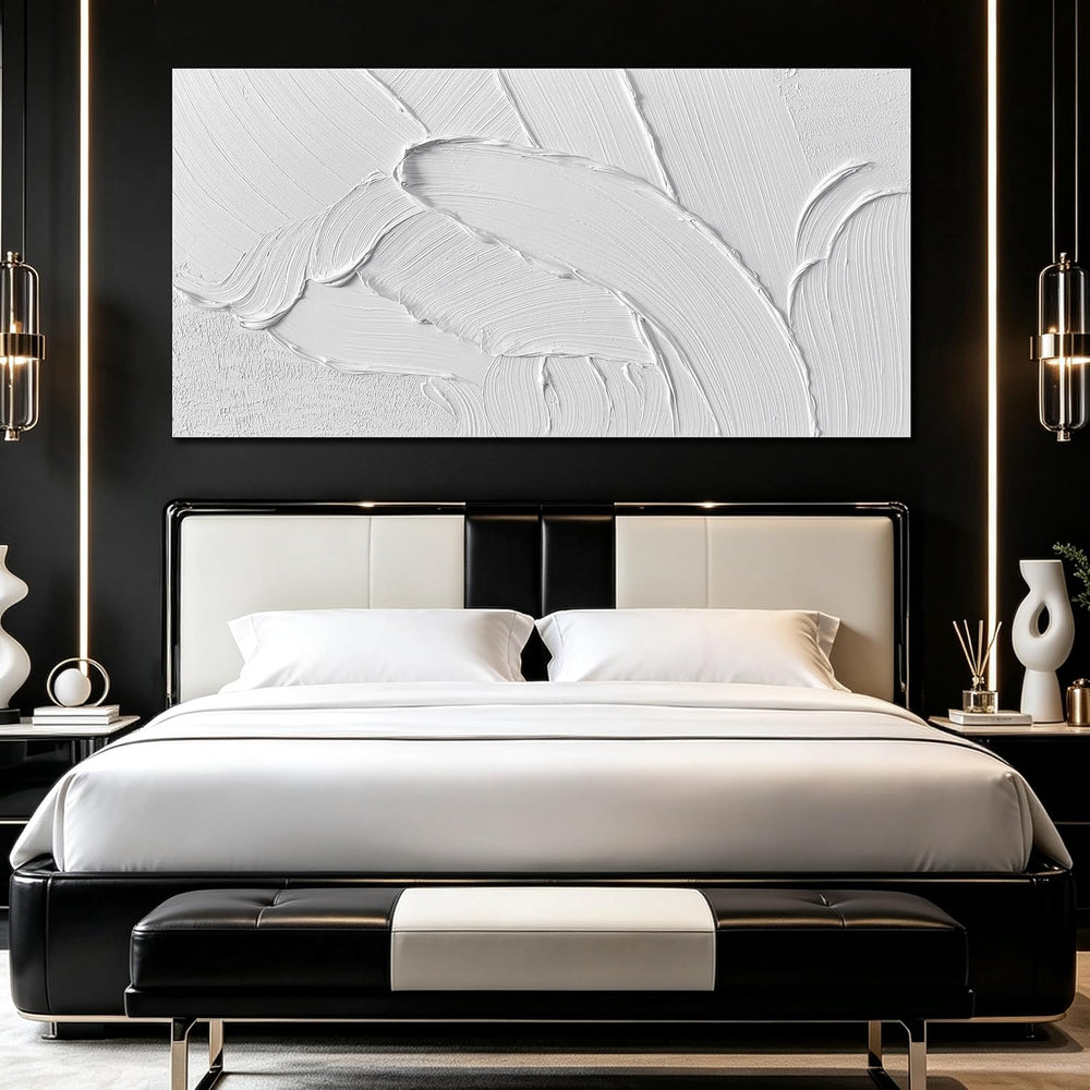 White Abstract Canvas Wall Art Extra Large Hand Painted Oil Painting