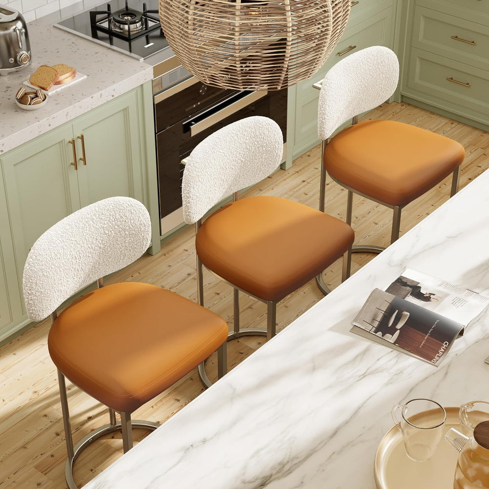 MAISON ARTS Counter Height Bar Stools Set of 4, Kitchen Barstools with Back