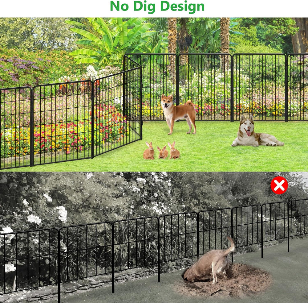 Garden Fence with Gate Temporary Dog Fencing for Yard, 63ft (L)×40in (H) 28 P...
