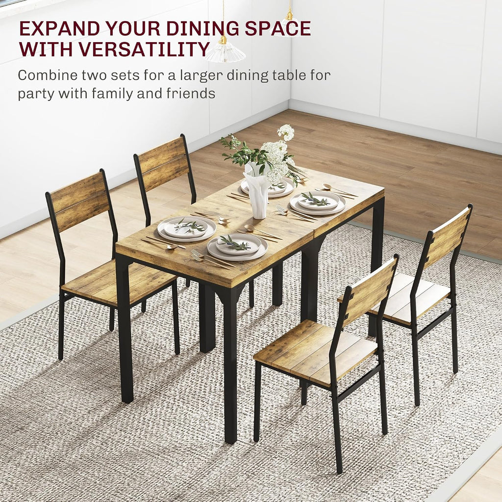 HOMCOM Dining Table Set for 2, Dining Room Set, 3 Piece, Rustic Brown