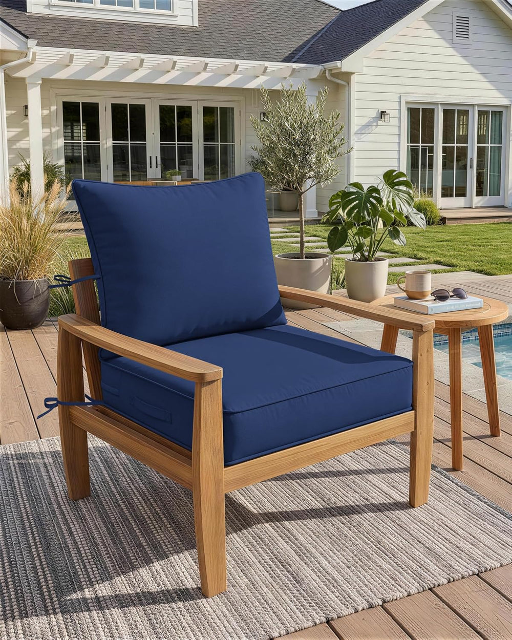 Outdoor Deep Seat Patio Cushions Set, 22×22×4 Inch Water Resistant & Fade...