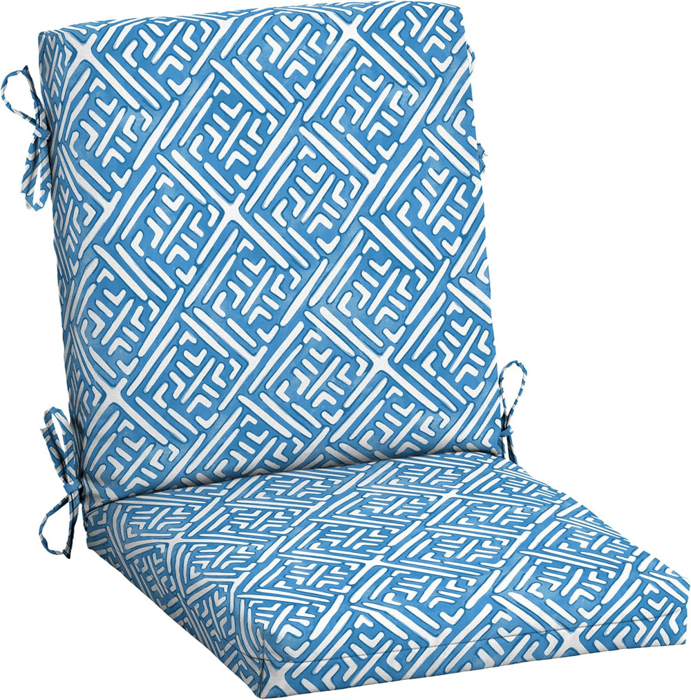 Arden Outdoor Midback Chair Cushion, 18x36.5, Amalfi Blue Tile