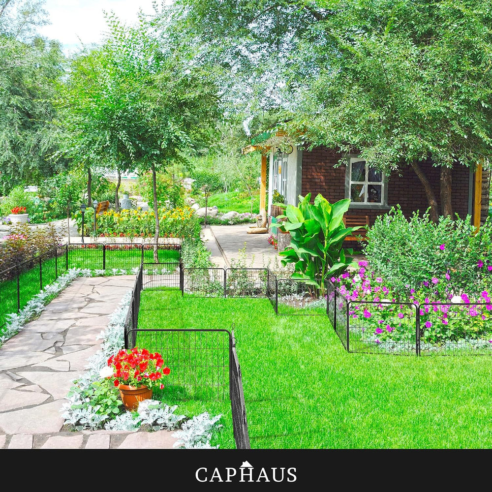 CAPHAUS Decorative Garden Fence, 24 Inch x 21 FT Heavy Duty Iron Fencing Land...