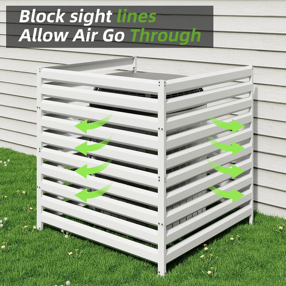42” H x 38” W Air Conditioner Fence 3 Panels, Metal Privacy Fence Panels, Poo...