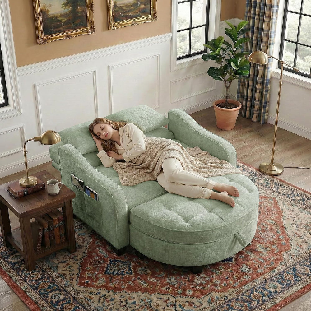 Round Chaise Lounge Chair with Storage Ottoman, Oversized Bubble Chair and a ...