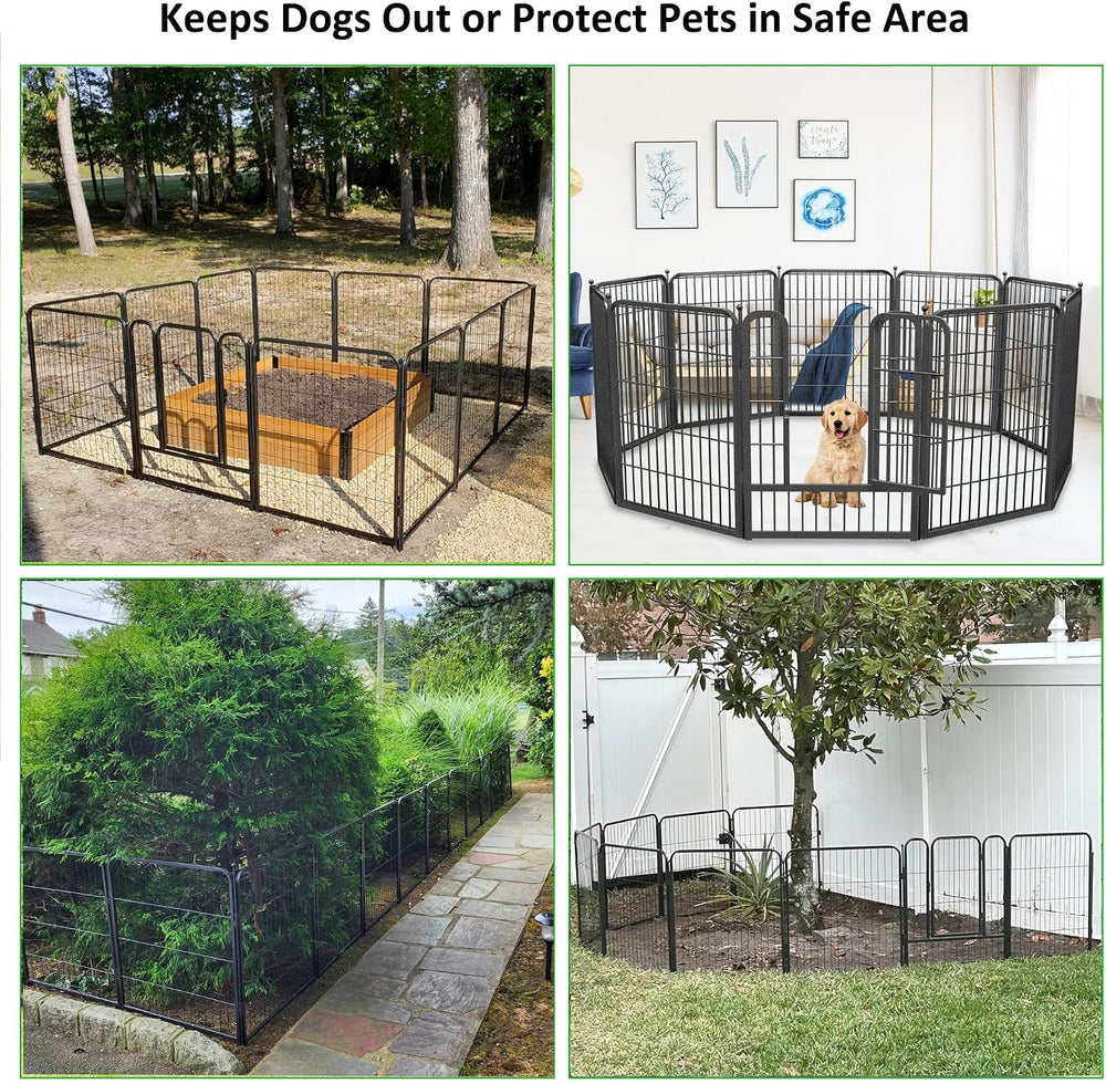 Garden Fence with Gate Metal Fencing Outdoor for Yard, 32in x60ft 26 Panels O...