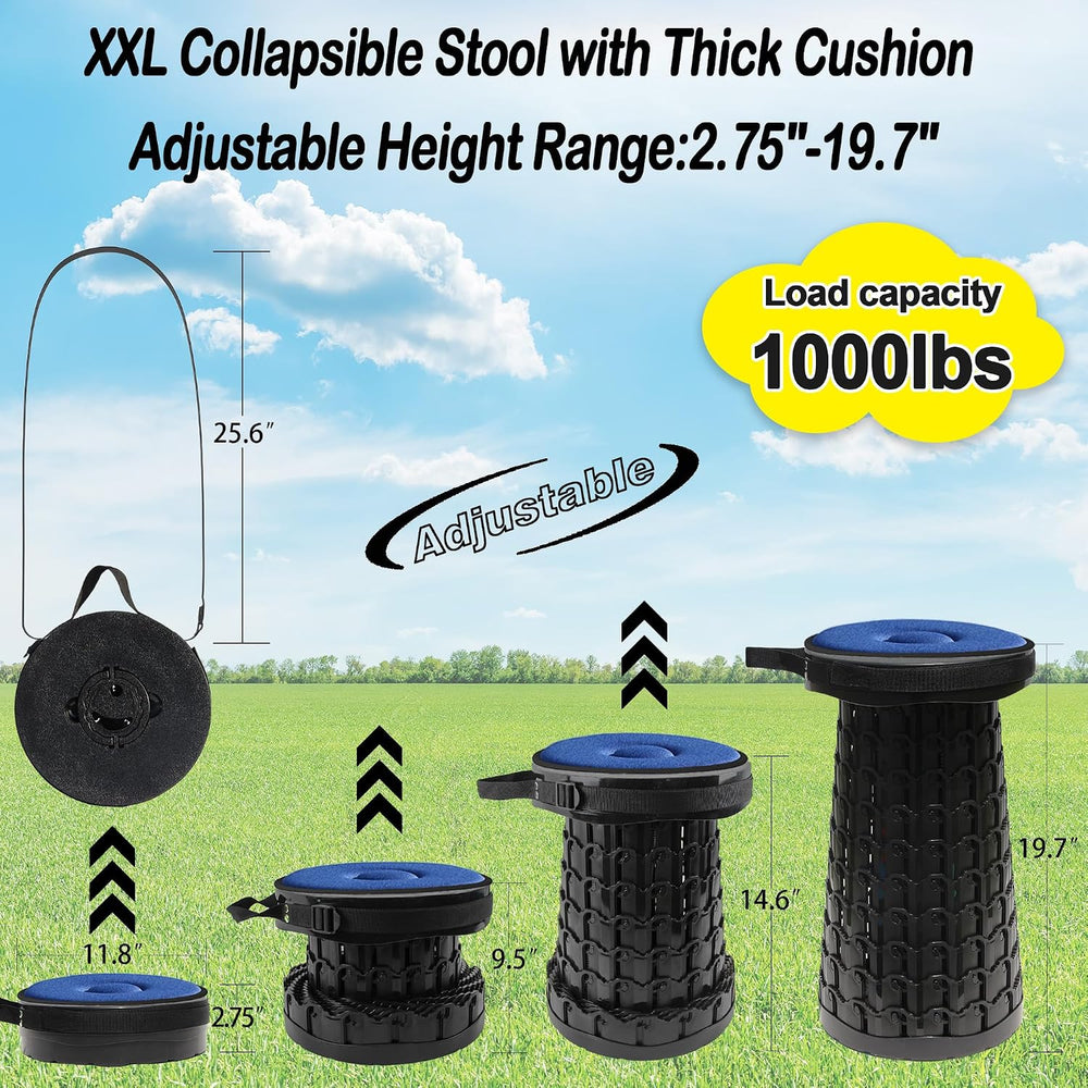 ALEVMOOM 2026 Upgraded XXL 19.7" Collapsible Stool with Cushion, 1000lbs...
