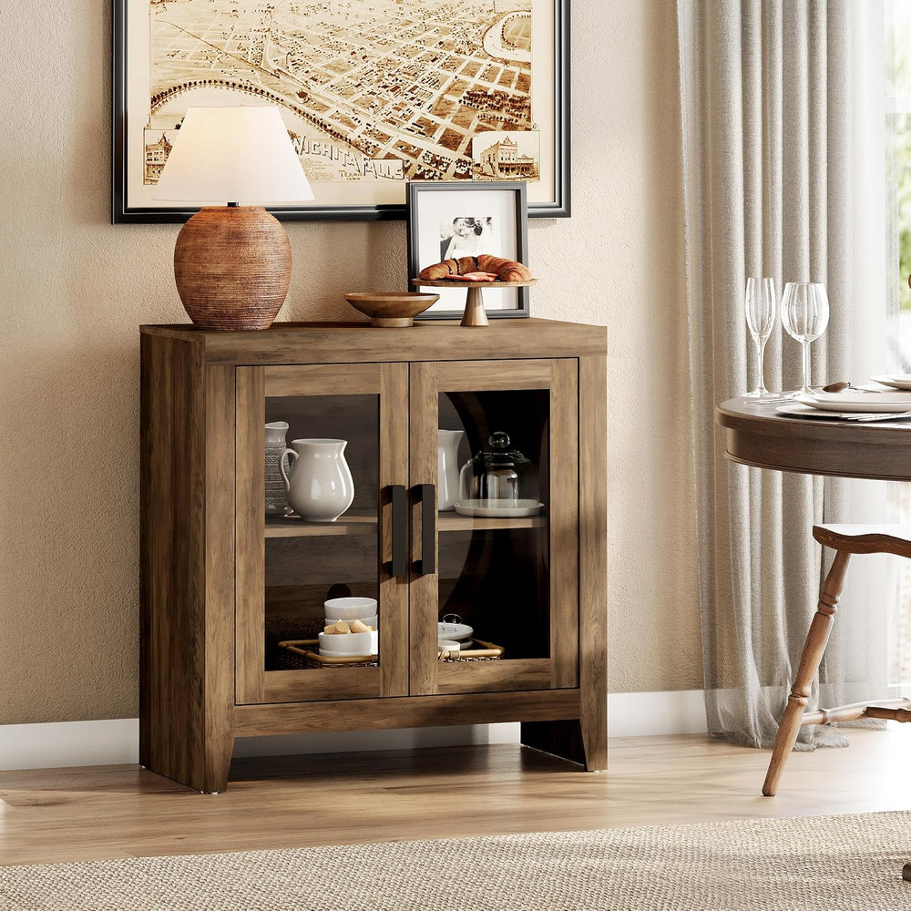 WAMPAT TV Stand for TVs up to 50”, Rustic Wood Entertainment Center with Adju...