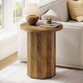 Tribesigns Round End Table, Farmhouse Fluted Side Table with Pedestal Base, Wooden Nightstand Accent Furniture for Living Room, Small Space, Bedroom (Brown)