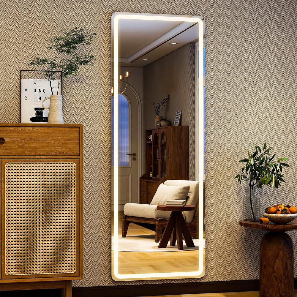 56" x 20" Rectangle Full Length Mirror with Lights for Bedroom