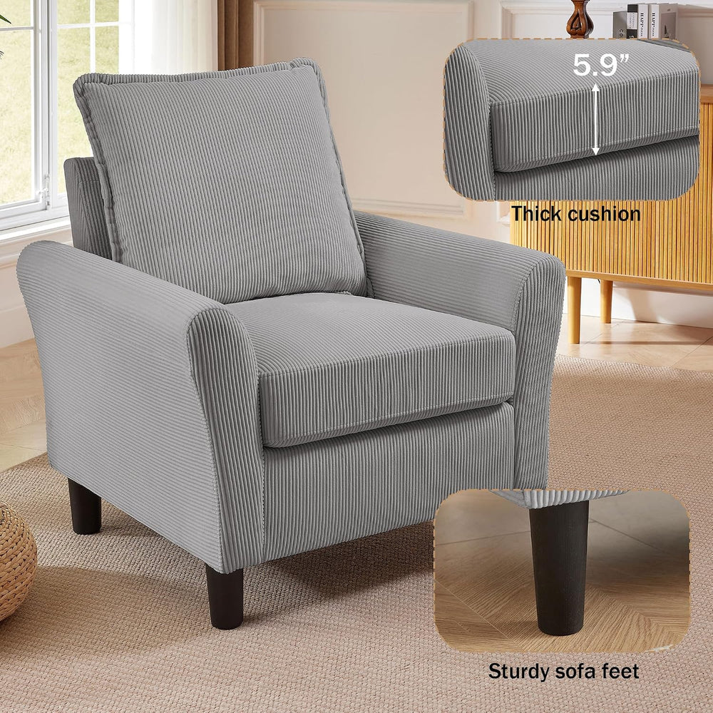 3 Pieces Corduroy Sofa Set for Living Room with Sofa, Storage Ottoman and Sin...