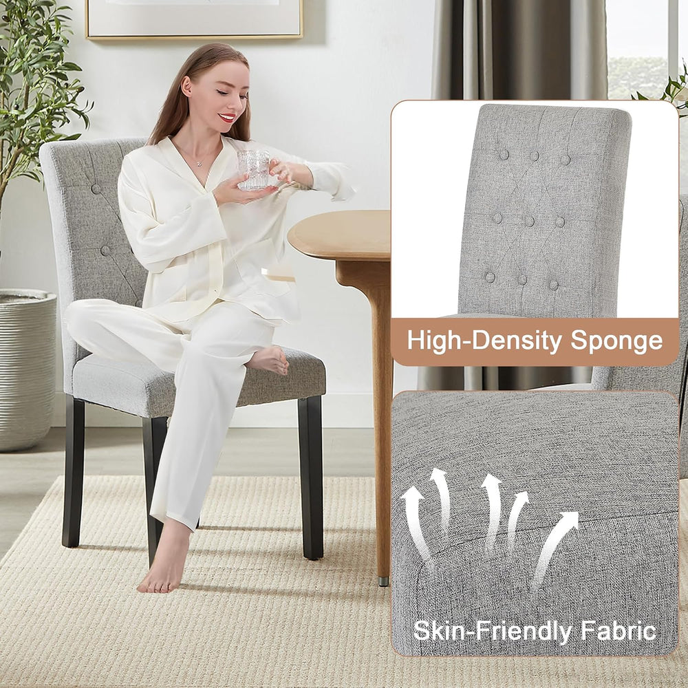 VECELO Upholstered Dining Chairs Set of 2, Button Tufted Back, Padded Seat, W...