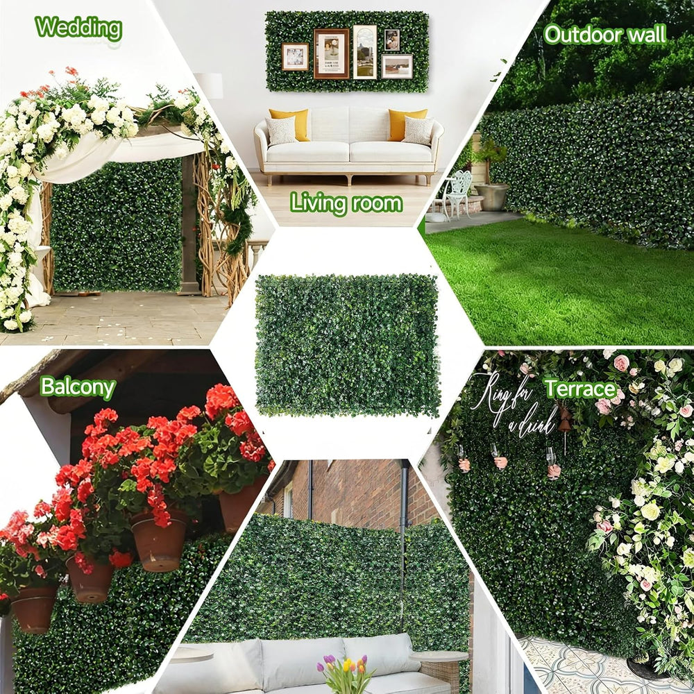 Artificial Grass Wall Panels, 24 PCS 24x16 inch Boxwood Hedge Wall Panels wit...