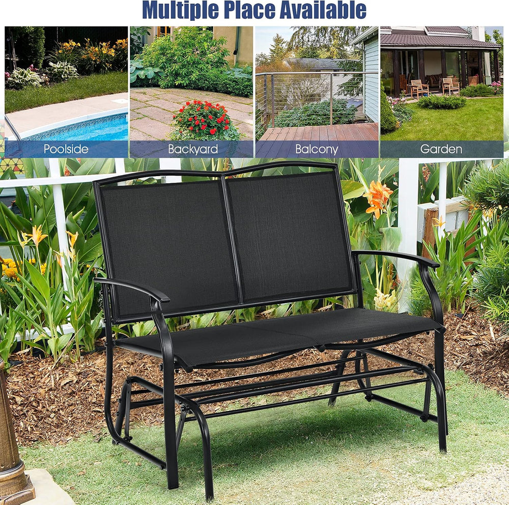 GIANTEX Patio Glider Benches for Outside, Swing Glider Chair w/Steel Frame