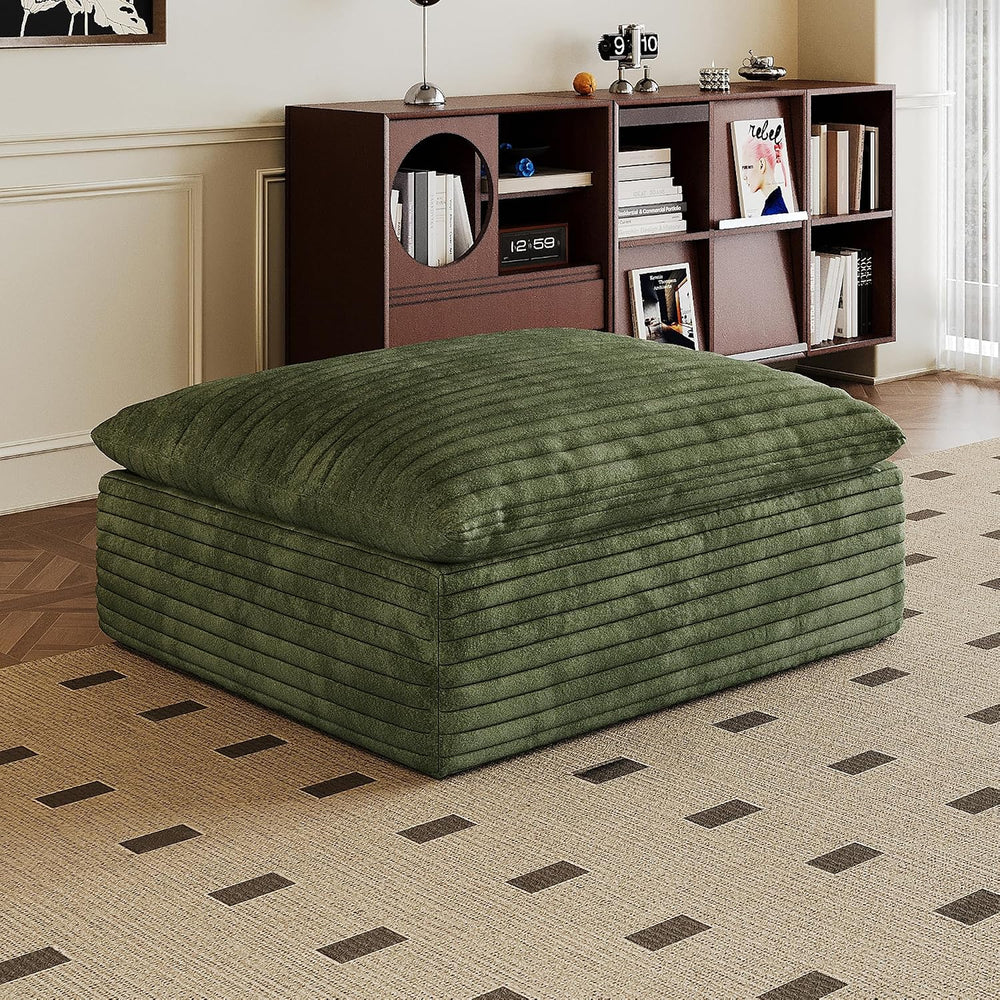LUCKHAO 39.4" Ottoman Seat, Corduroy Upholstered Deep Seat, Comfy Cloud ...