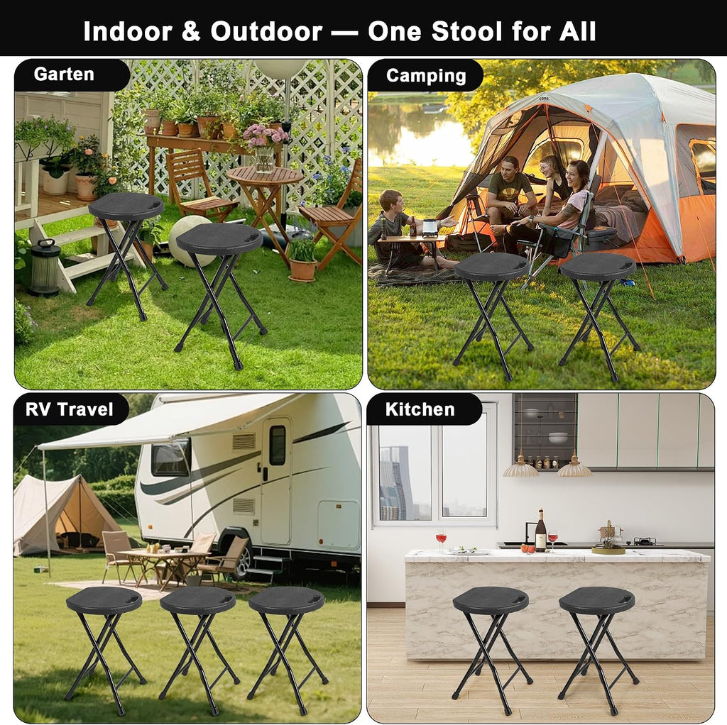 COOZMENT Folding Stool with Handle, 550 lbs Heavy Duty Portable Camping Stool, Foldable Stool with Non-Slip Feet for Outdoor BBQ Hiking Fishing, Collapsible Chair for Adults Indoor (18" H x 11.5" W)