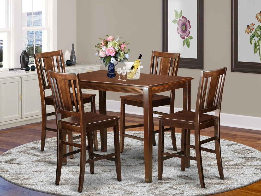 East West Furniture YABU5-MAH-W 5 Piece Kitchen Counter Height Dining Table S...