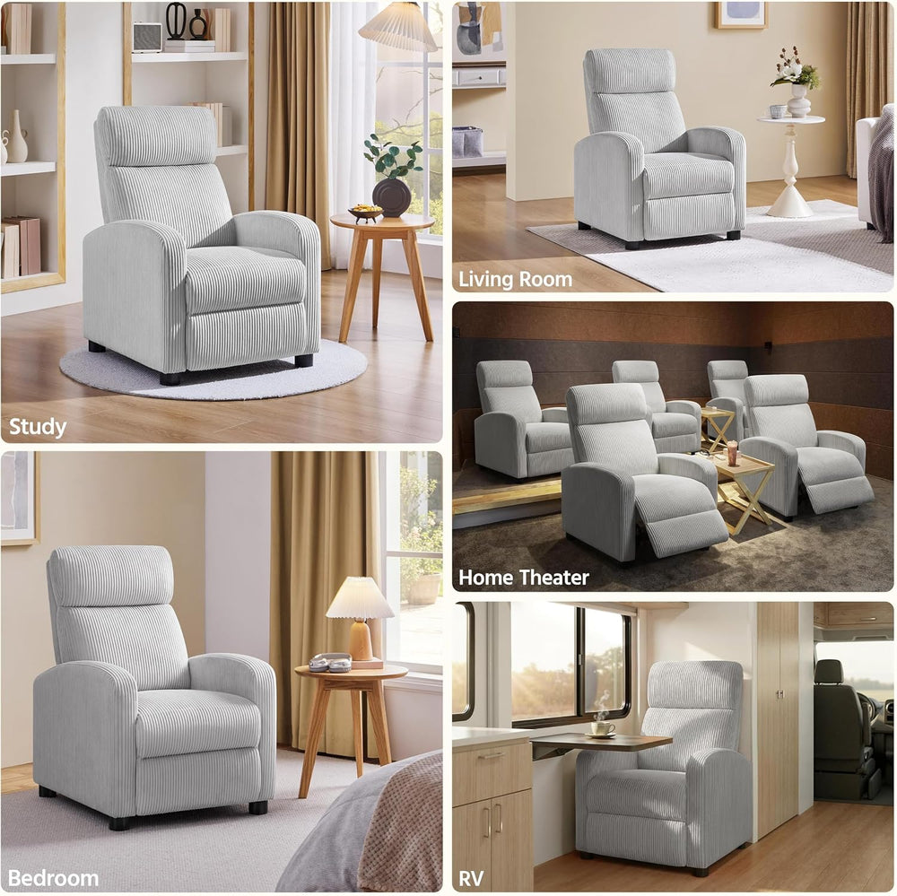 Yaheetech Recliner Chair with 3 Adjustable Angles Armchair Light Gray