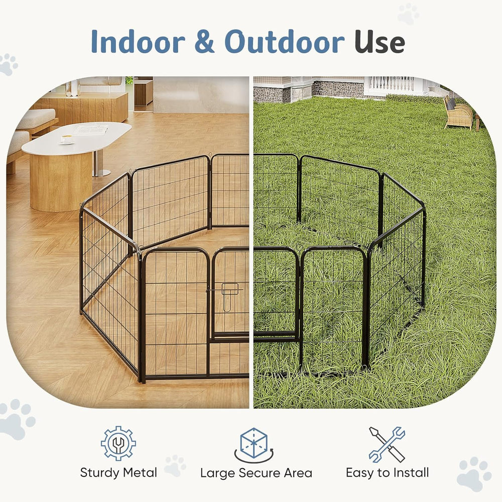 DUMOS Dog Playpen 16 Panels 24 Inch Indoor Outdoor Metal Pet Fence