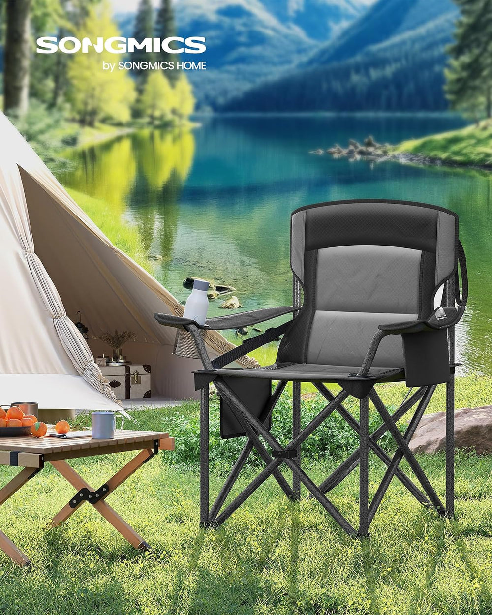SONGMICS Folding Camping Chair, Max. Load Capacity 451.9 lb