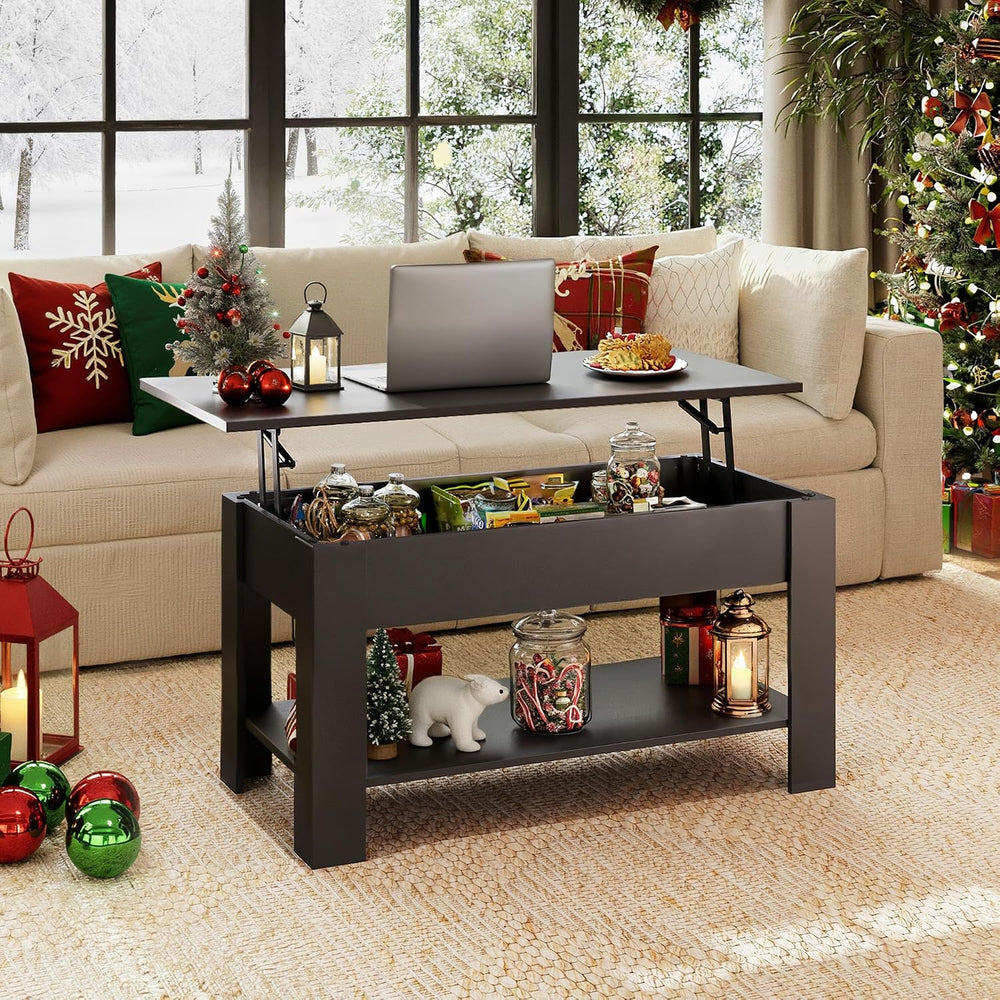 WLIVE Lift Top Coffee Table for Living Room/Dining/Office, Retro Black