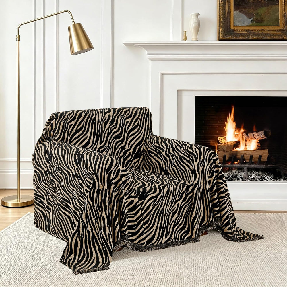 VOIR Zebra Armchair Couch Cover for Dogs, Oversized Chair Cover, Black Gold