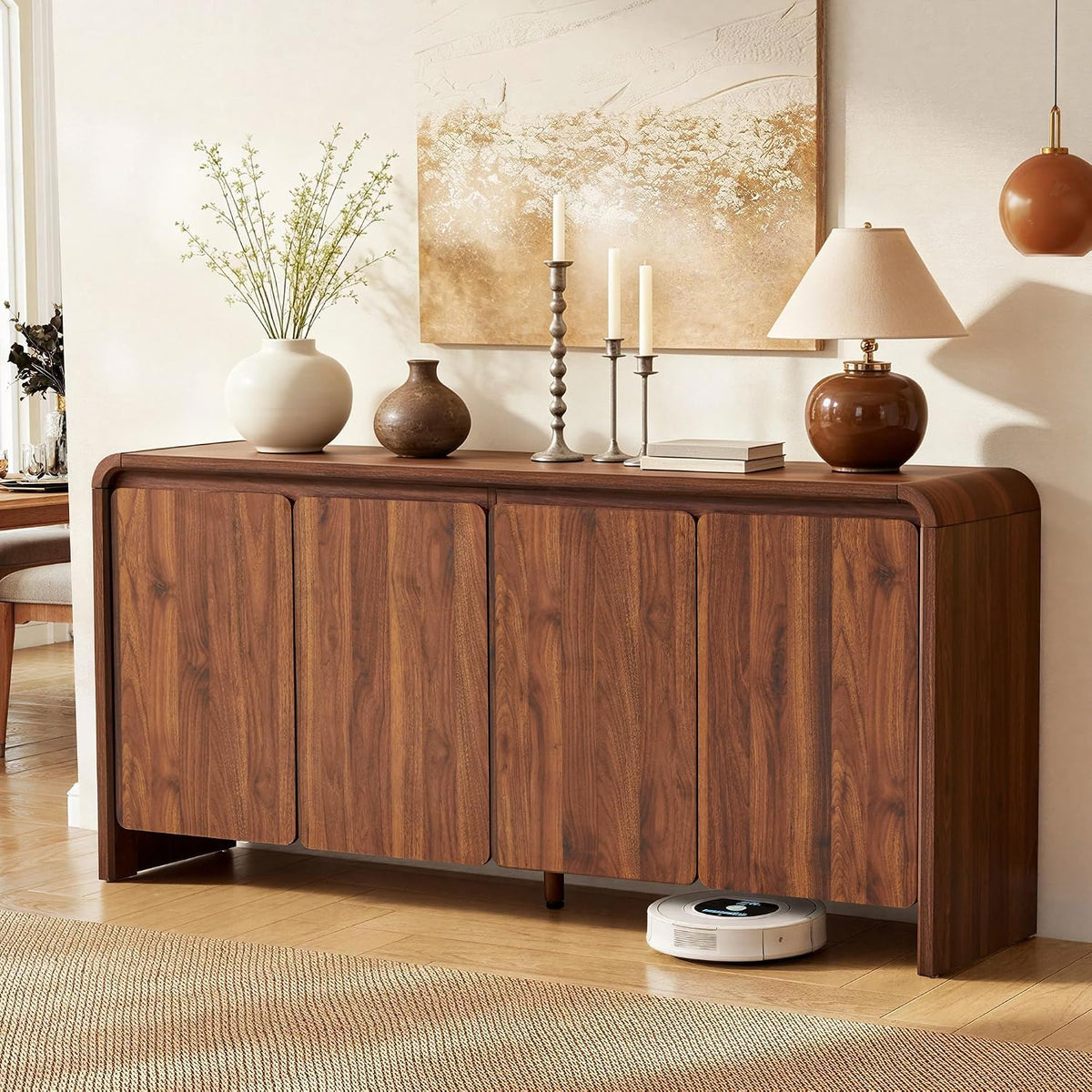 63" Sideboard Buffet Cabinet with Storage, Accent Cabinet with 4 Doors