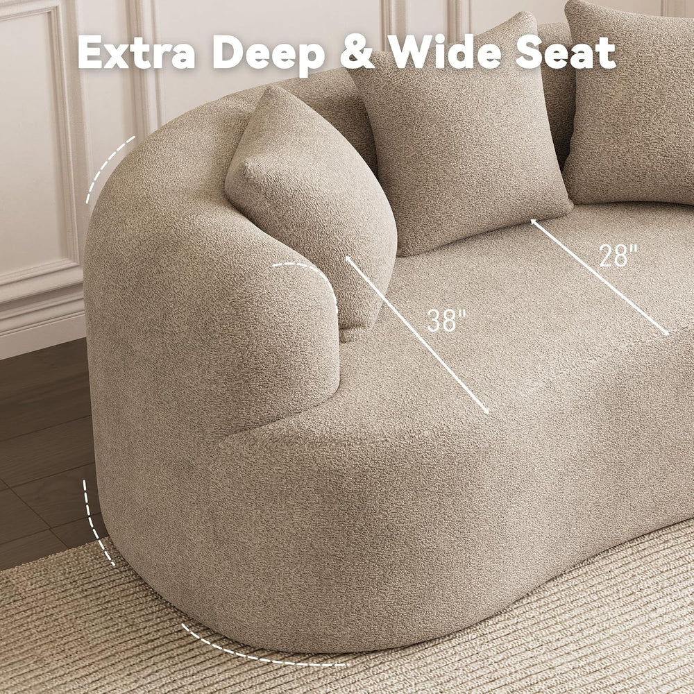 ONEMMLION 69" Modern Curved Loveseat Sofa for Living Room, Light Brown