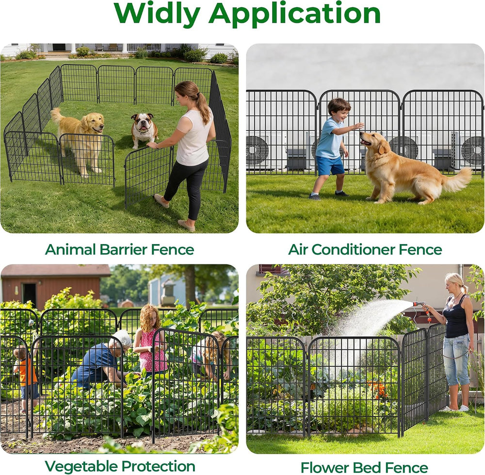 AMAGABELI 6 Panels 32 in(H) X 15 ft(L) Decorative Garden Fence Gate,No Dig Do...