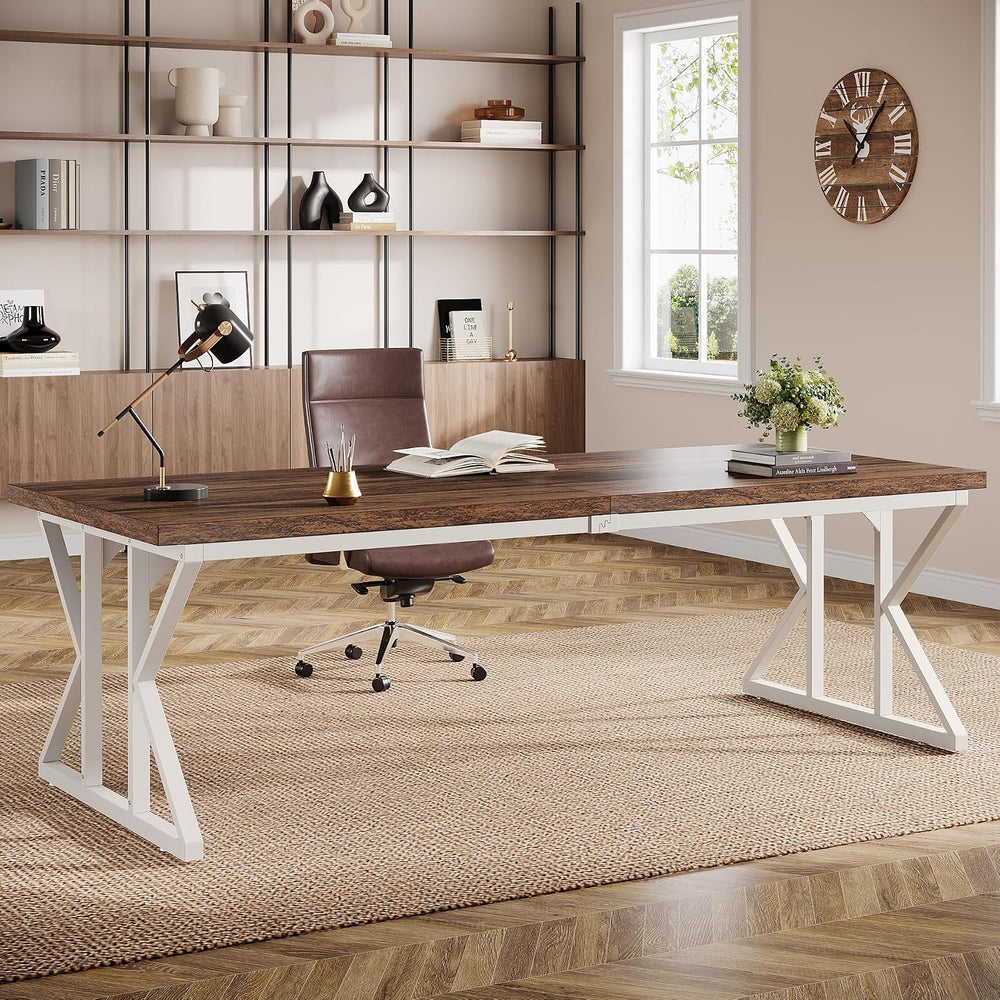 Tribesigns 78.74-Inch Large Executive Desk, Industrial Home Office Computer D...