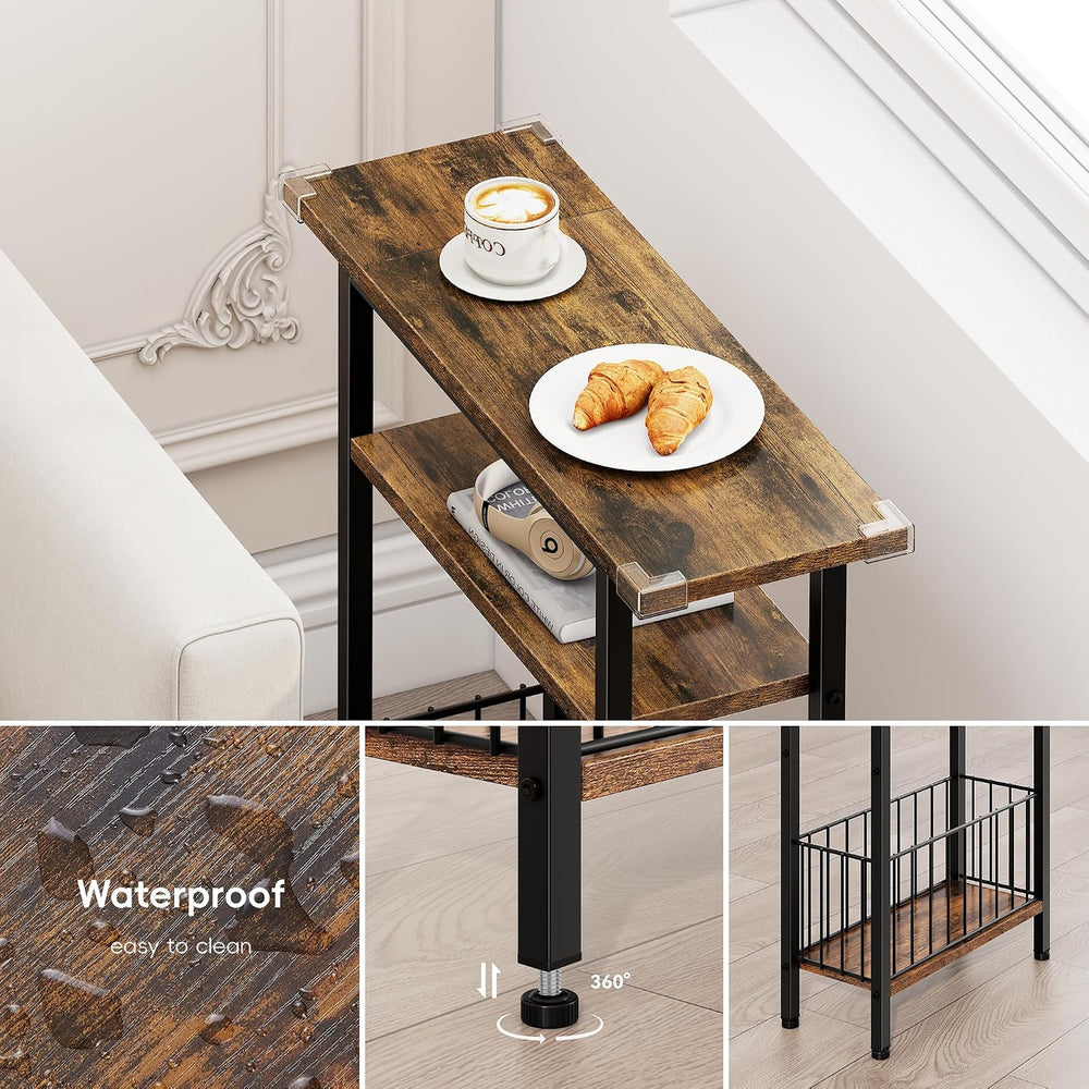 Vagusicc Narrow Side Table, 3-Tier Skinny End Table for Couch Sofa, Small Sid...
