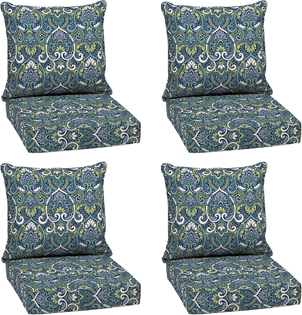 Arden Outdoor Deep Seat Cushion Set, 4-Pack, 22x24, Blue Damask
